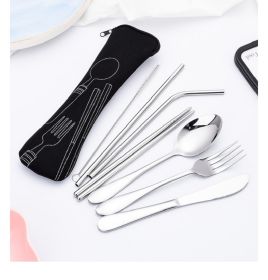 8 Pieces Travel Stainless Steel Utensils Set, with Knife Fork Spoon