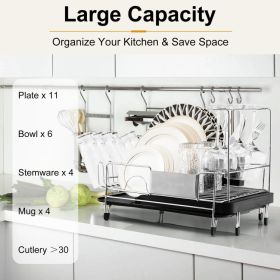 Stainless Steel Dish Rack with Drainboard and Swivel Spout