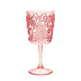 Acrylic Paisley Pink Wine Glasses Set of 4 (13oz),