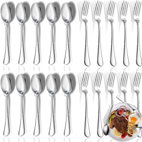 20 Pcs Stainless Steel Dinner Spoons and Forks Flatware Sets