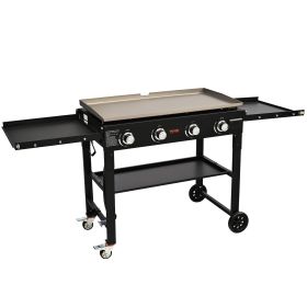 VEVOR Commercial Griddle on Cart, 36" Heavy Duty Steel LPG Gas Griddle with wheels