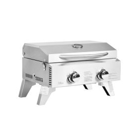 2 Burner Portable Stainless Steel BBQ Table Top Grill