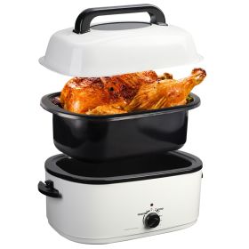 White 20 QT Stainless Steel Chicken Electric Turkey Roaster With See through Lid