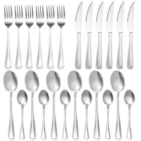 24-Piece Silverware Set, Stainless Steel Flatware Set