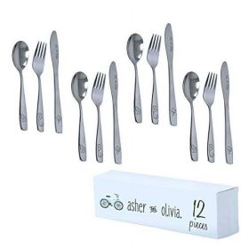 12-Piece Toddler Silverware Set Includes 3 Forks 3 Spoons and 3 Kid-Friendly Knives