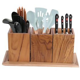 Wooden Multipurpose Kitchen Utensil Cutlery Caddy