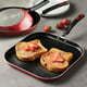 Red 3 Pieces Aluminum Non-stick Fry Pan and Griddle Set