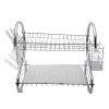 2 Tier Stainless Steel Dish Drying Rack Cutlery Holder Shelf