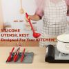 1pcs Silicone Utensil Spoon and Fork Rest With Drip Pad