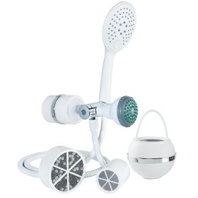 2-in-1 Combo Shower Filter and Bath Ball Bundle (Color: White)