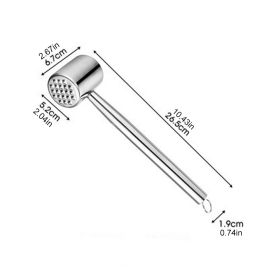 Multifunction Meat Tenderizer Two Sides Stainless Steel Hammer Cooking Tools (Color: A)