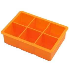 1pc Ice Cube Trays With Lid Food Flexible Easy Release Square Shaped Ice Maker (Color: 6 Ice Trays With Lids - Orange)