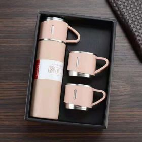 1pc/1Set Stainless Steel Thermal Cup With Gift Box Set (Color: Pink + Gift Box + 2 Cup Covers)