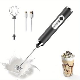 2pcs Milk Frother Stainless Whisk Heads Set (Color: Black)