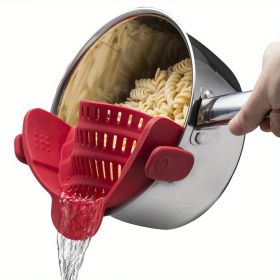 1pc Silicone Pot  And Pasta Strainer, Kitchen Gadgets (Quantity: 1 Pack Red)