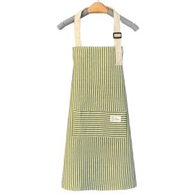 1pc Adjustable Kitchen Cooking Apron With 2 Pockets (Color: Green)