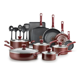 Easy Care Nonstick 20 Piece Cookware Set, Grey (Actual Color: Red)