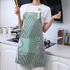 1pc Striped Linen Aprons, With 2 Pockets