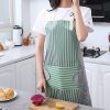 1pc Striped Linen Aprons, With 2 Pockets